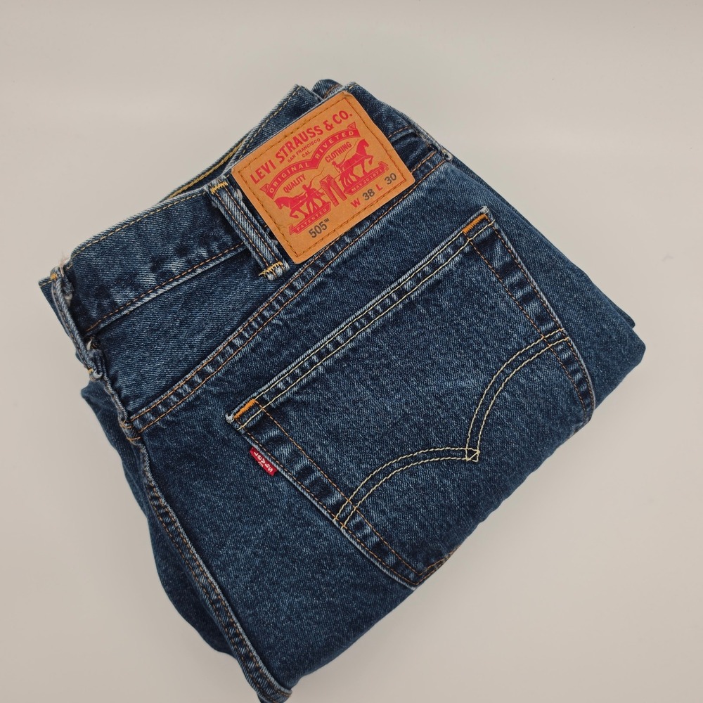 Levis 505 Jeans Mens 38x30 Regular Fit Blue Excellent Straight Leg Office